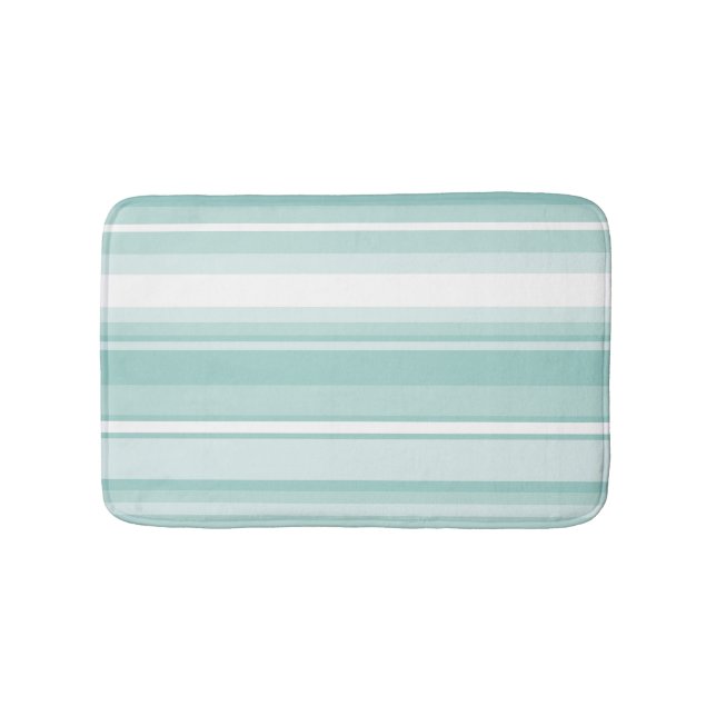 Mint green stripes bath mat (Front)