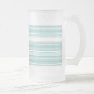 Mint green stripes frosted glass beer mug