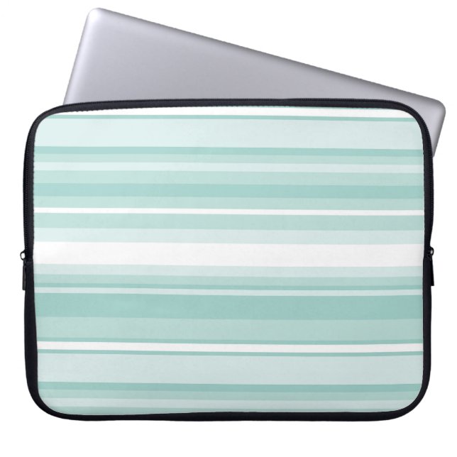 Mint green stripes laptop sleeve (Front)
