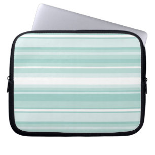 Mint green stripes laptop sleeve