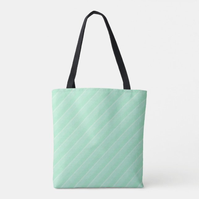 Mint Green Stripes Modern Design Trendy Template Tote Bag (Back)