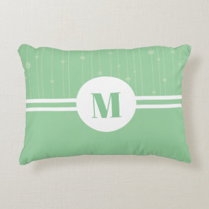 Mint green stripes monogram pastel minimal decorative cushion