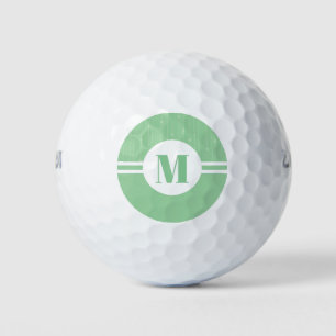 Mint green stripes monogram pastel minimal golf balls