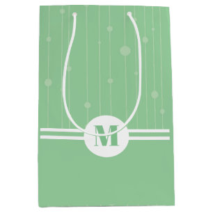 Mint green stripes monogram pastel minimal medium gift bag