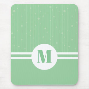 Mint green stripes monogram pastel minimal mouse mat