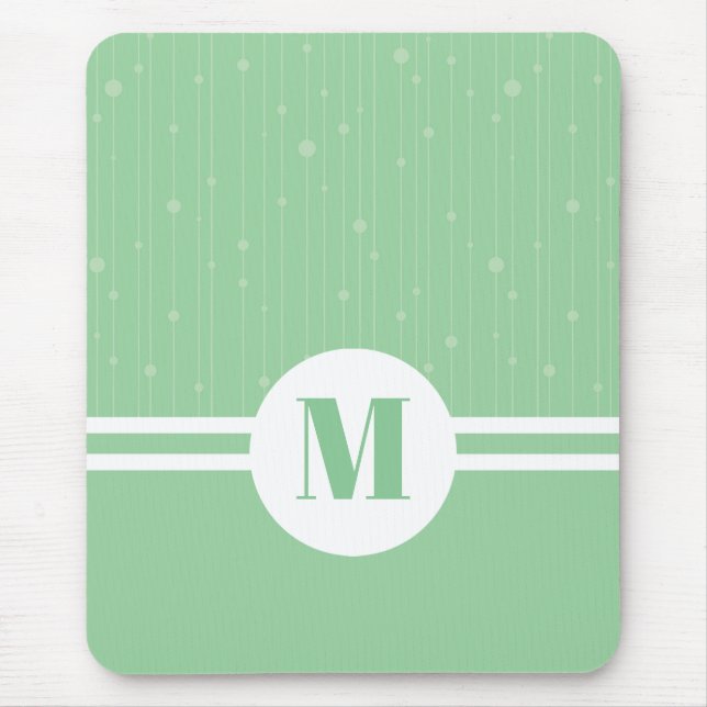 Mint green stripes monogram pastel minimal mouse mat (Front)