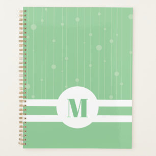Mint green stripes monogram pastel minimal planner