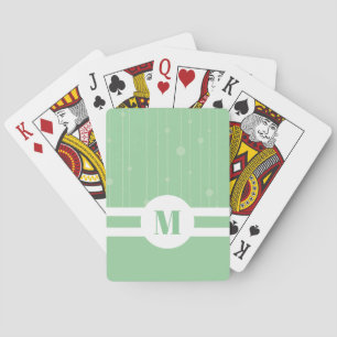 Mint green stripes monogram pastel modern  playing cards