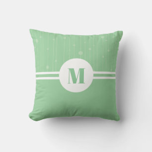 Mint green stripes pastel minimal monogram letter cushion