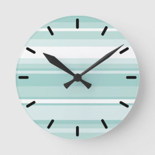 Mint green stripes round clock