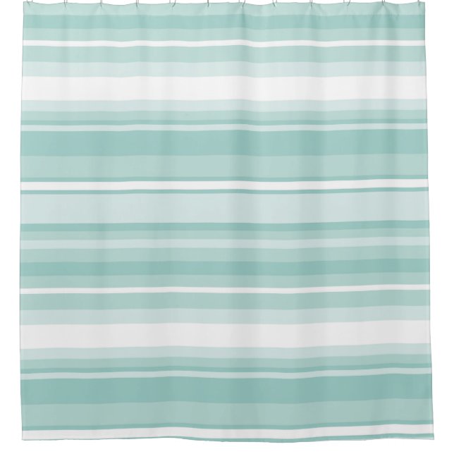 Mint green stripes shower curtain (Front)