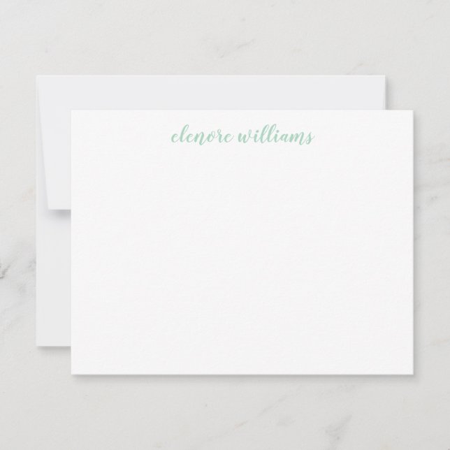 Mint Green Stylish Modern Elegant Girly Script Card (Front)