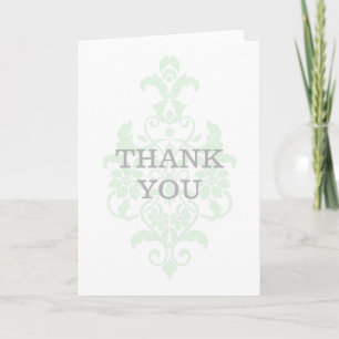 Mint Green Subtle Damask Thank You Card