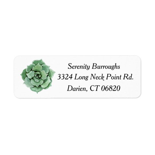 Mint Green Succulent Cactus Watercolor Floral Return Address Label