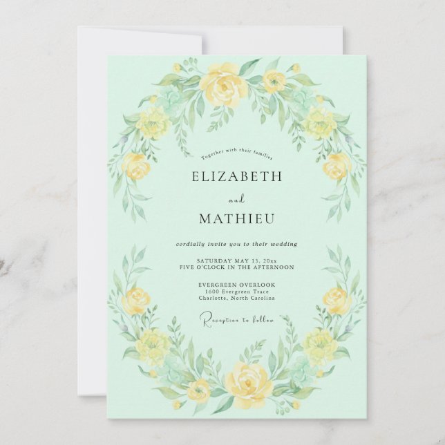 Mint Green Sunny Spring Wedding Invitation (Front)