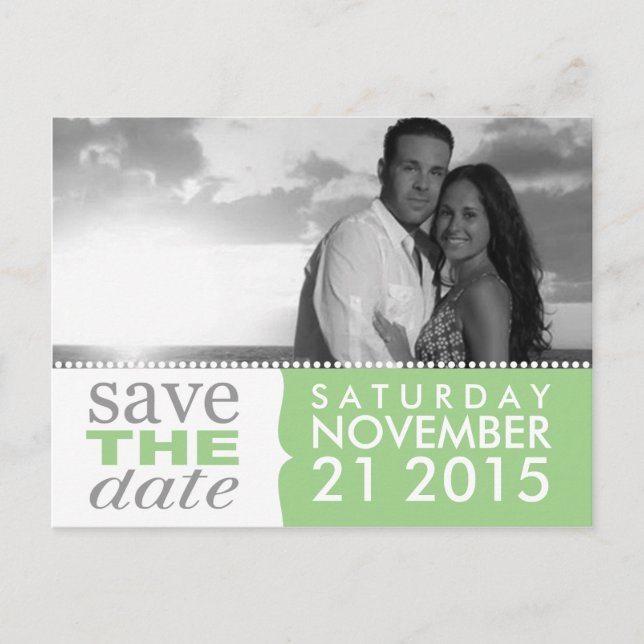 Mint Green Sweet Beginnings Save the Date Photo Announcement Postcard (Front)
