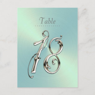 Mint Green Table Numbers Fancy Silver Eighteen Postcard