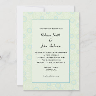 Mint Green & Teal Blue Swirl Pattern Wedding Invitation
