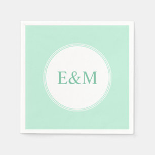 Mint Green Template Modern Elegant Monogram Napkin