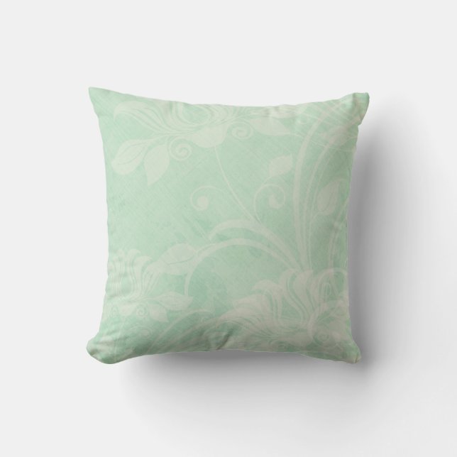 Mint green textured vintage styled throw pillow (Front)