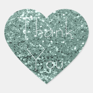 Mint Green Tiffany Glitter Glam Thank You Spark Heart Sticker
