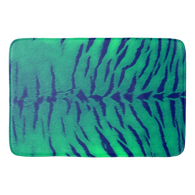 Mint Green Tiger Skin Print Bath Mat (Front)