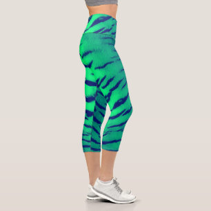 Mint Green Tiger Skin Print Capri Leggings
