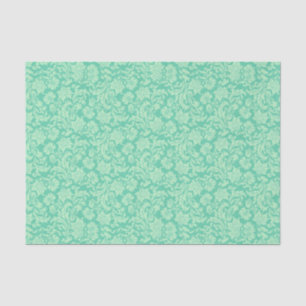 Mint-Green Tones Floral Damasks Pattern Tissue Paper