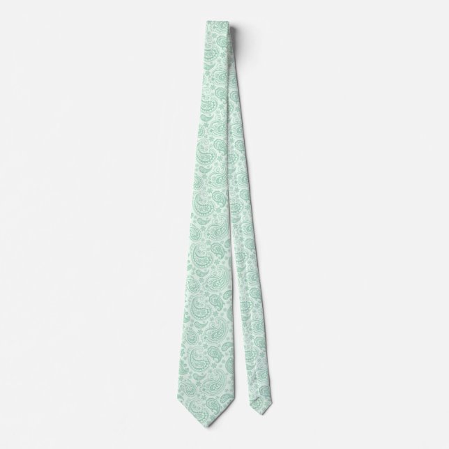 Mint-Green Tones Vintage Paisley Pattern 2 Tie (Front)