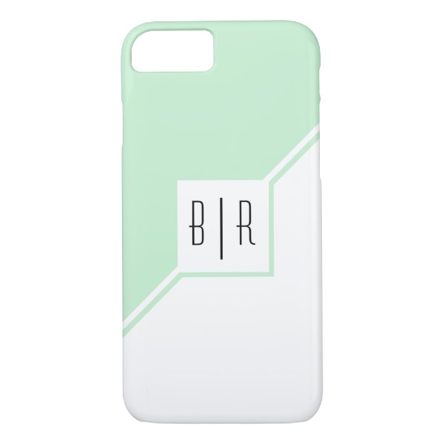 Mint green triangles, monogram modern geometric Case-Mate iPhone case (Back)