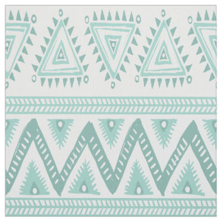 Mint-Green Tribal Geometric Pattern Fabric