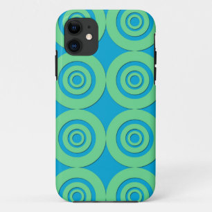 Mint Green Turquoise Circles Modern Pattern iPhone 11 Case