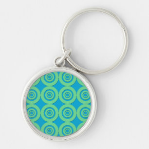 Mint Green Turquoise Circles Modern Pattern Key Ring