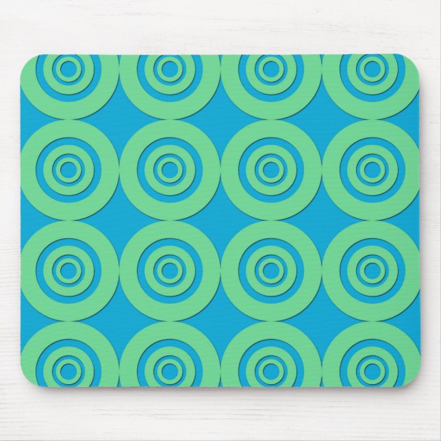 Mint Green Turquoise Circles Modern Pattern Mouse Mat (Front)