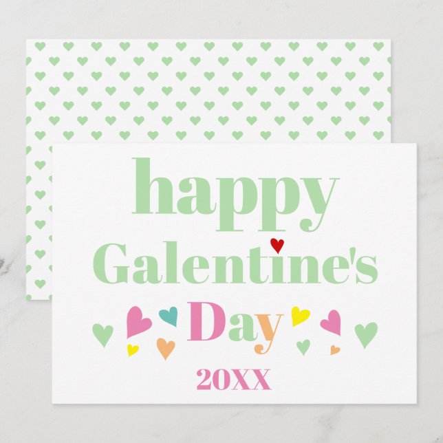 Mint green typography Happy Galentines Day Holiday Card (Front/Back)