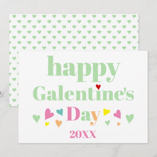 Mint green typography Happy Galentines Day Holiday Card