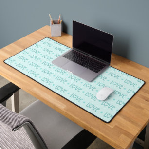 MINT GREEN VALENTINE LOVE SCRIPT DESK MAT