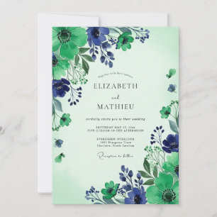 Mint Green Verdant Botanical Wedding Invitation