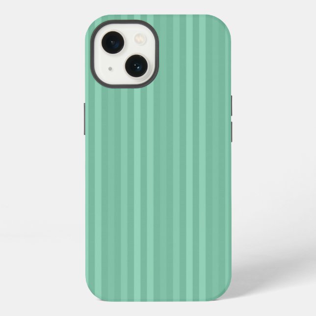 Mint Green Vertical Stripes Pattern iPhone Case (Back)