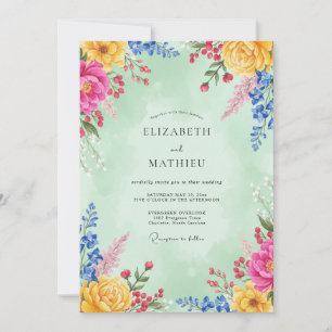 Mint Green Vibrant Spring Wedding Invitation