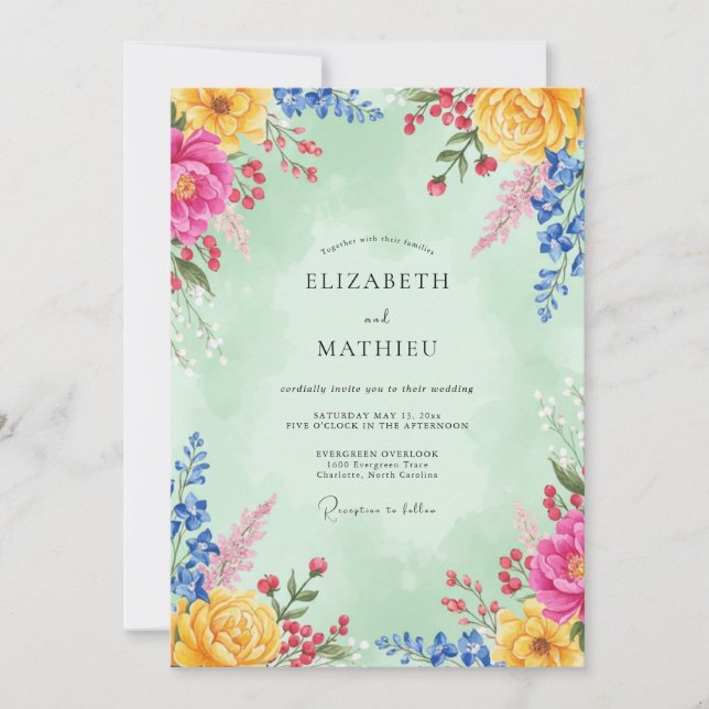 Mint Green Vibrant Spring Wedding Invitation (Front)