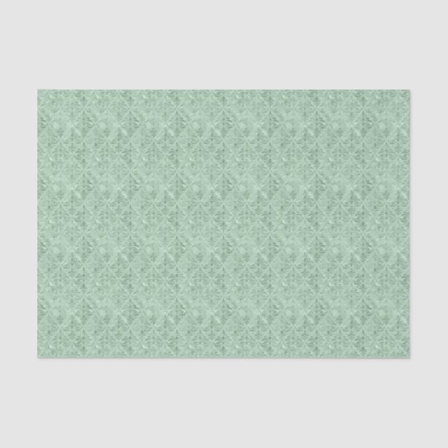 Mint Green Victorian Style Damask Luxury Decoupage Tissue Paper (Front)