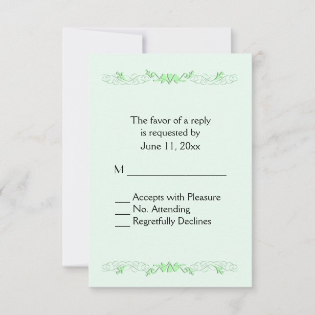 Mint Green Vine RSVP Card (Front)
