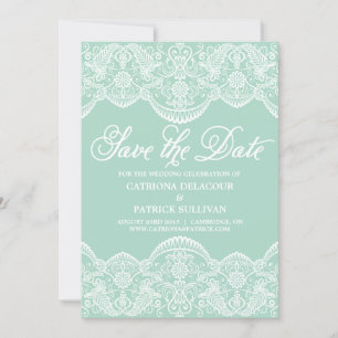 Mint Green Vintage Brocade Lace Wedding Save The Date