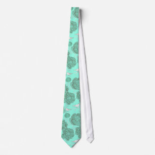 Mint Green Vintage Floral Tie