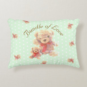 Mint Green Vintage Teddy Bear Nursery Decorative Cushion