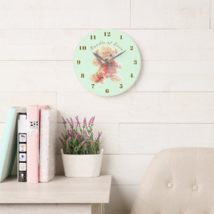 Mint Green Vintage Teddy Bear Nursery Large Clock