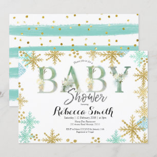 Mint Green Watercolor Baby Shower Invitation