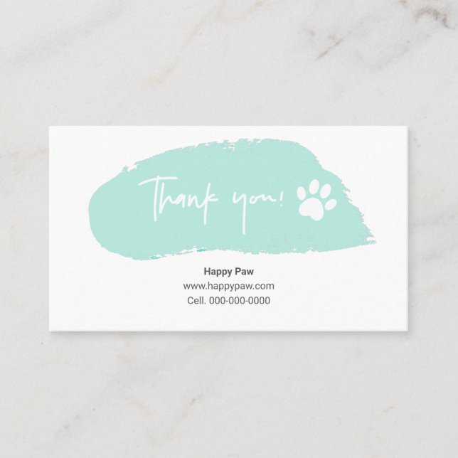 Mint Green Watercolor Business Thank You Card (Front)