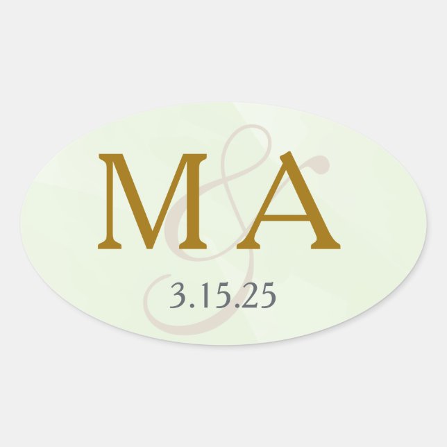 Mint Green Watercolor Monogram Label (Front)